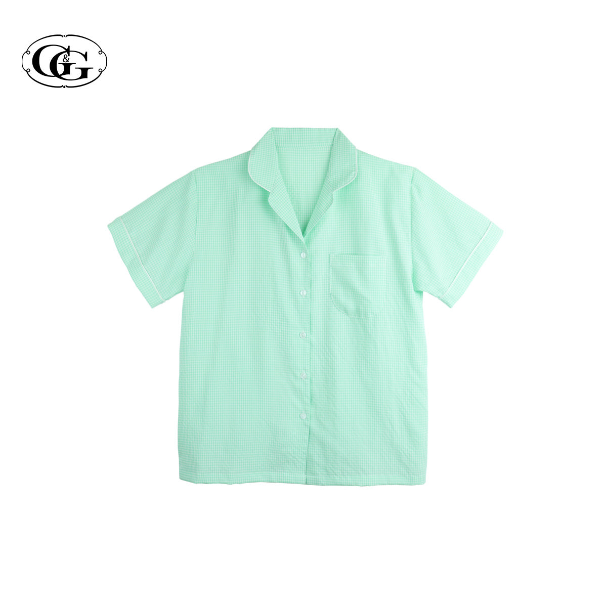 G&G - Pajama Set Short-Sleeve Collared Shirt and Shorts Polyester + Cotton Plaid EN1P009 - OCC LIFE