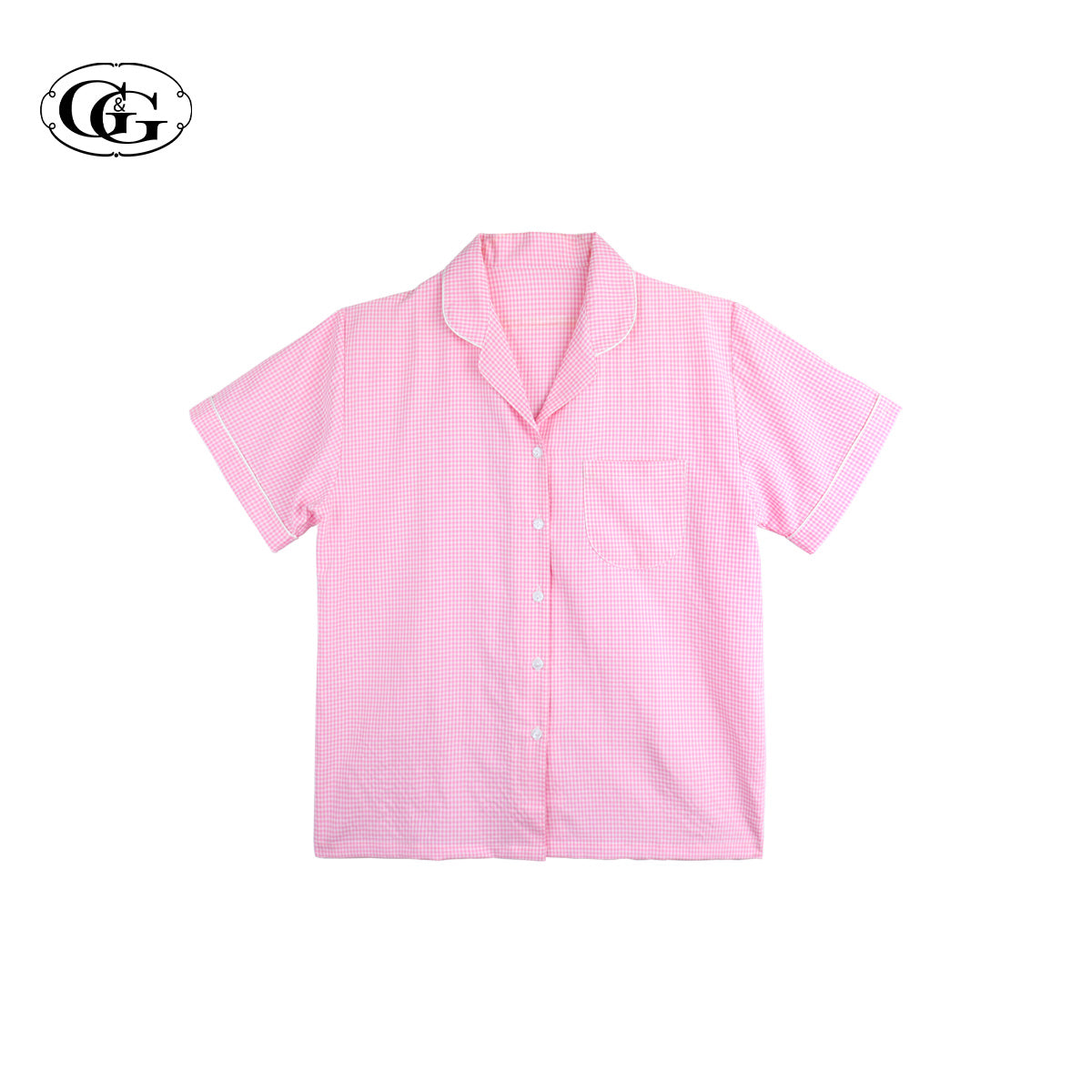 G&G - Pajama Set Short-Sleeve Collared Shirt and Shorts Polyester + Cotton Plaid EN1P009 - OCC LIFE