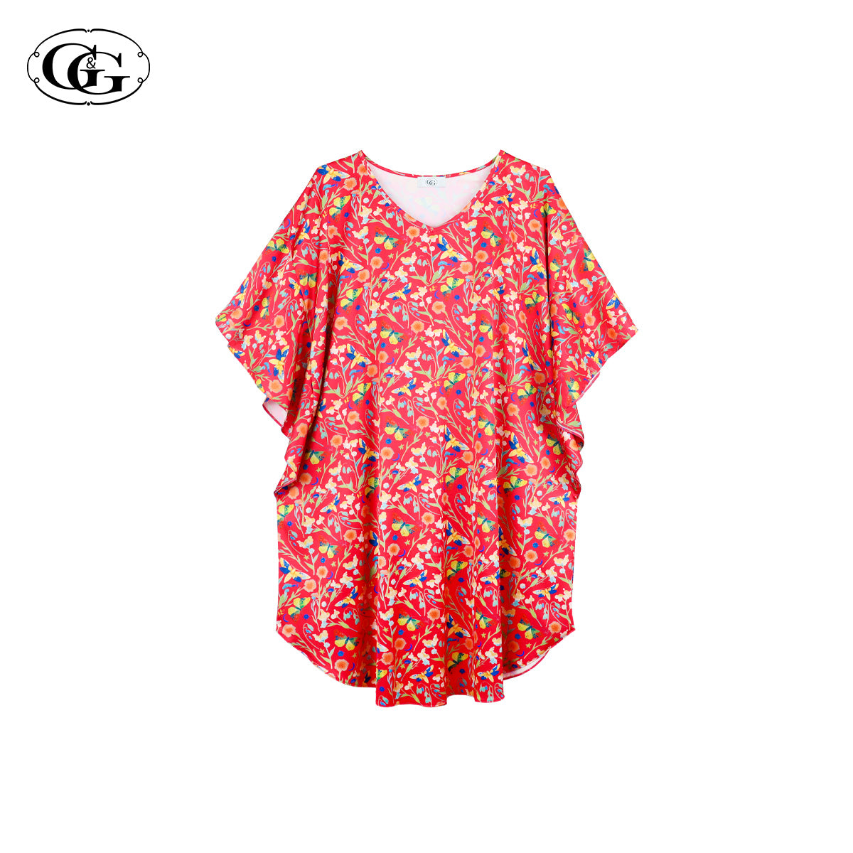 G&G - ชุดนอน เดรสกระโปรง ปีกค้างคาว ผ้าซาติน  EN8S002