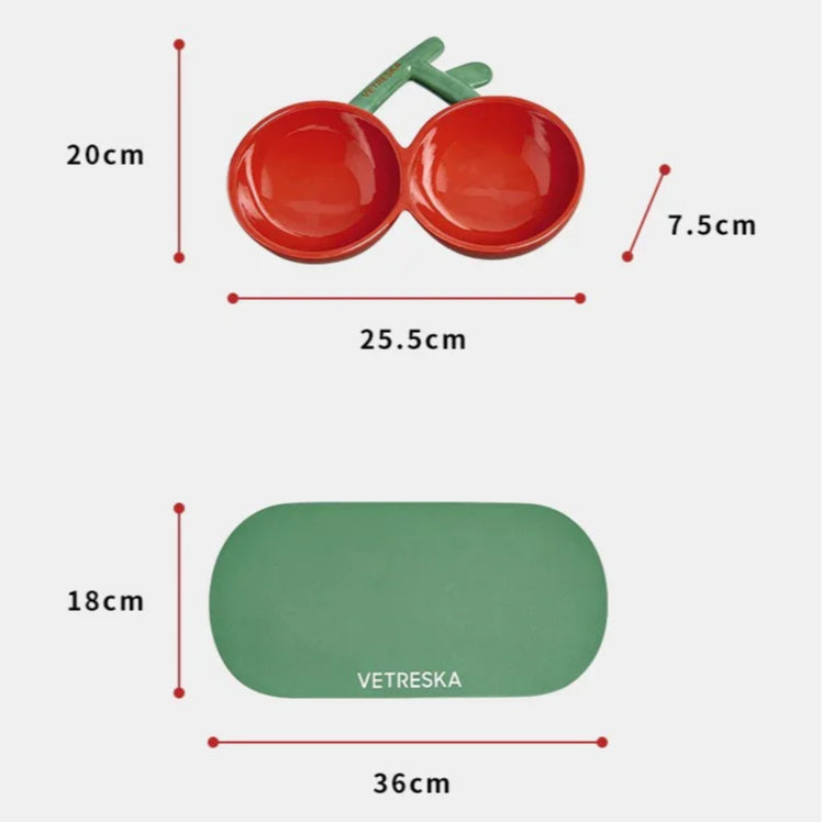 Vetreska - Cherry Ceramic Pet Bowl - OCC LIFE